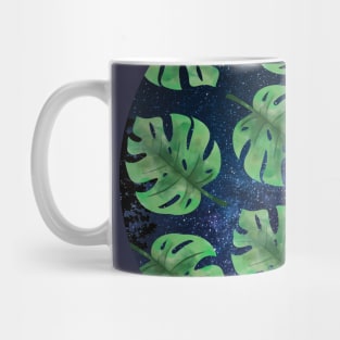 Monstera Leaves Night Sky Pattern Mug